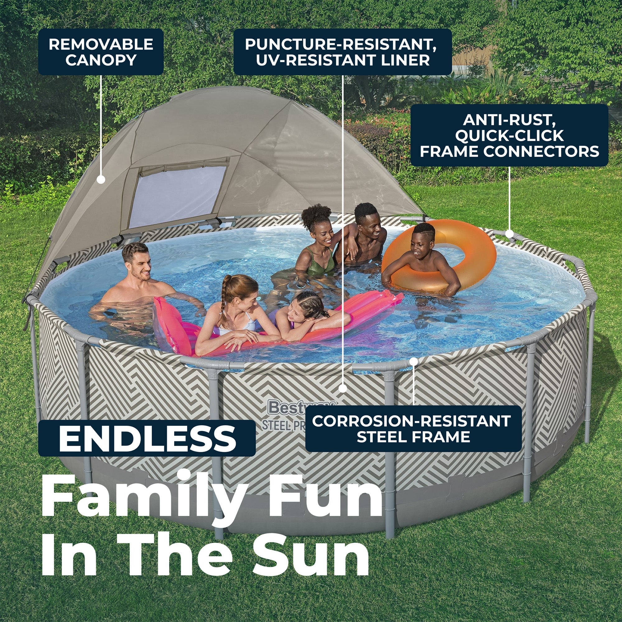 Bestway Steel Pro MAX 13' x 42" Round Above Ground Pool Set with Canopy & Ladder — image 4