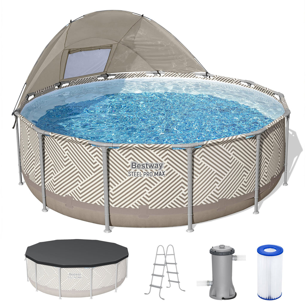 Bestway Steel Pro MAX 13' x 42" Round Above Ground Pool Set with Canopy & Ladder — image 1