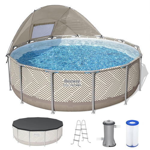 Bestway Steel Pro MAX 13' x 42" Round Above Ground Pool Set with Canopy & Ladder — image 1