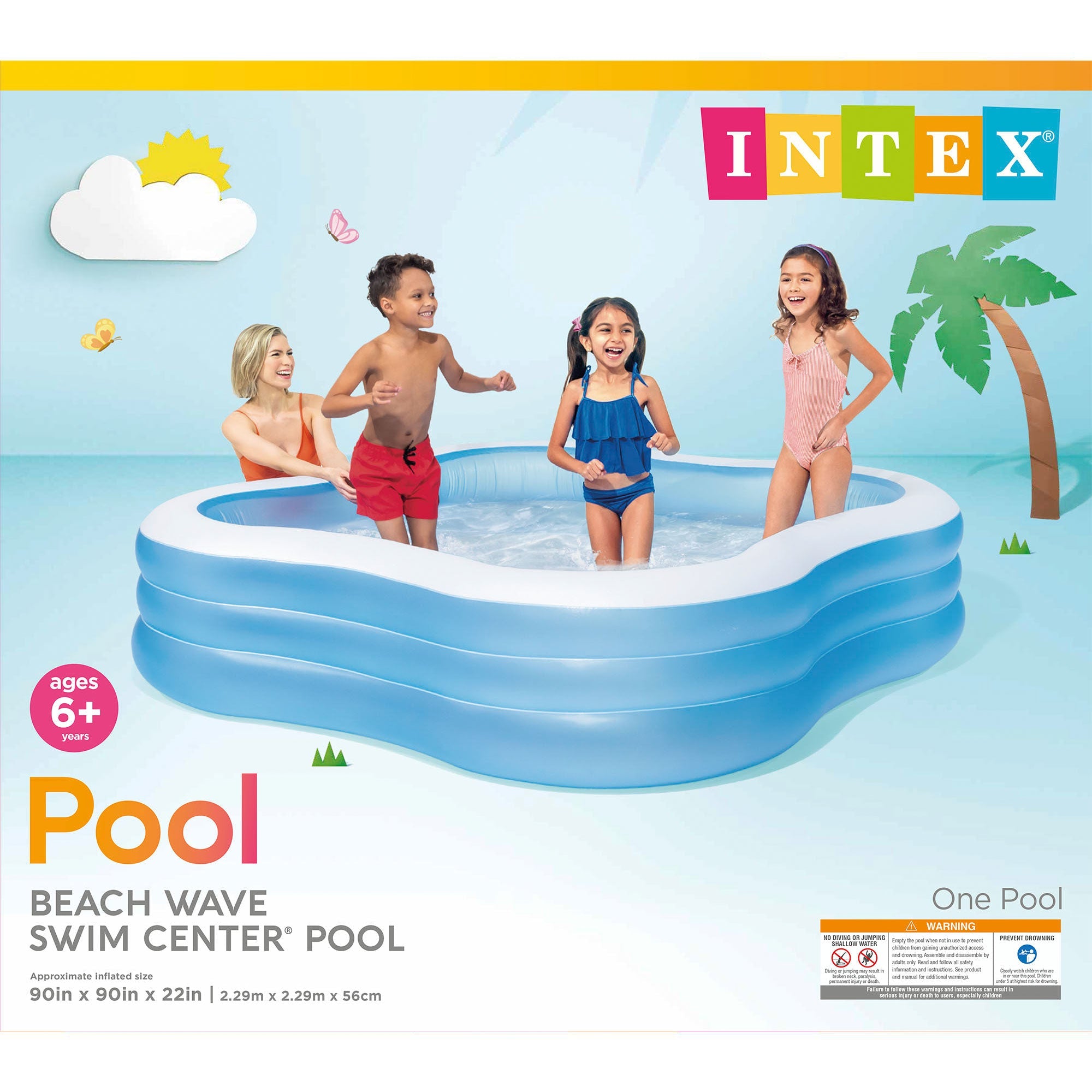 Intex Swim Center 90in x 90in x 2in Inflatable Play Kids Backyard Swimming Pool — image 5