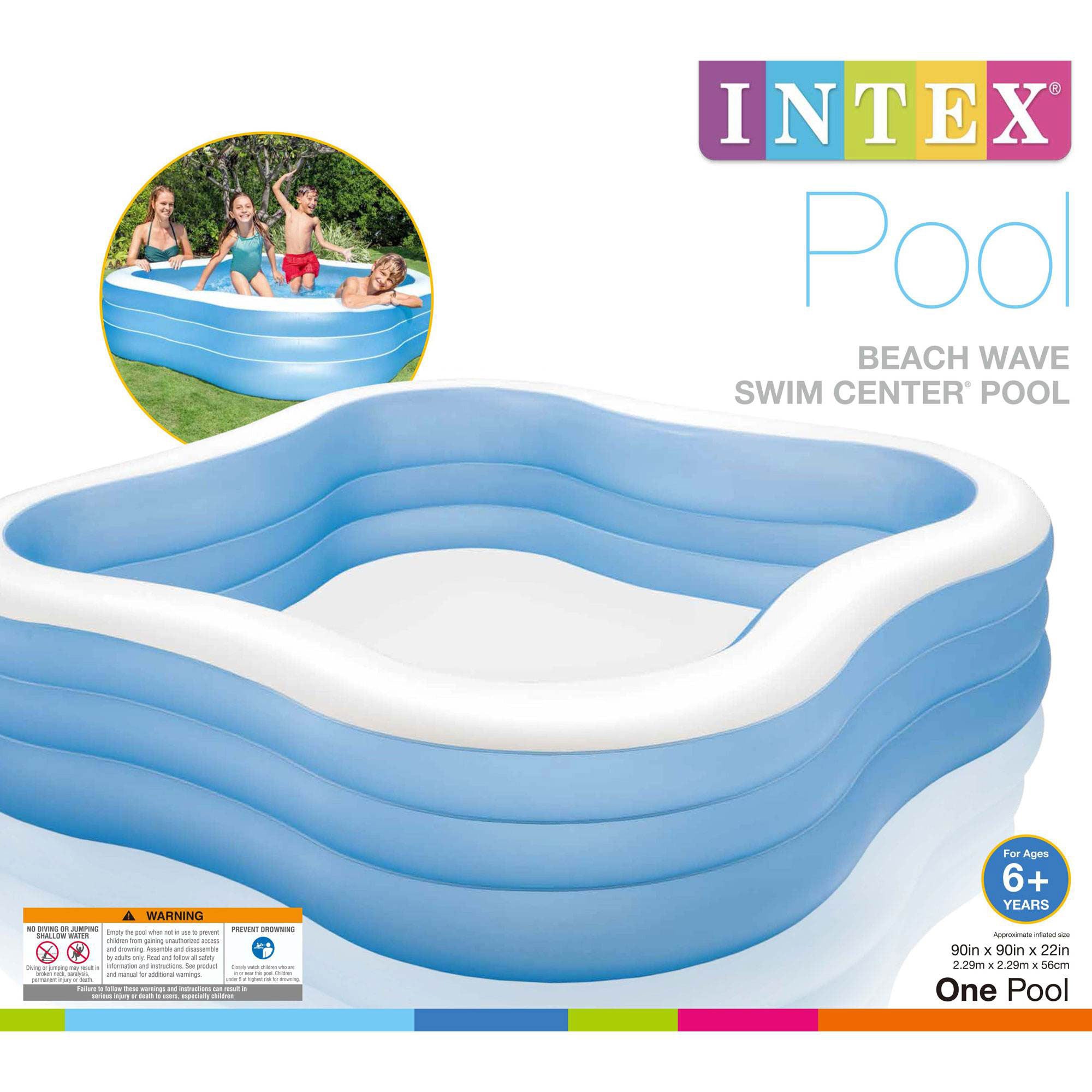 Intex Swim Center 90in x 90in x 2in Inflatable Play Kids Backyard Swimming Pool — image 6