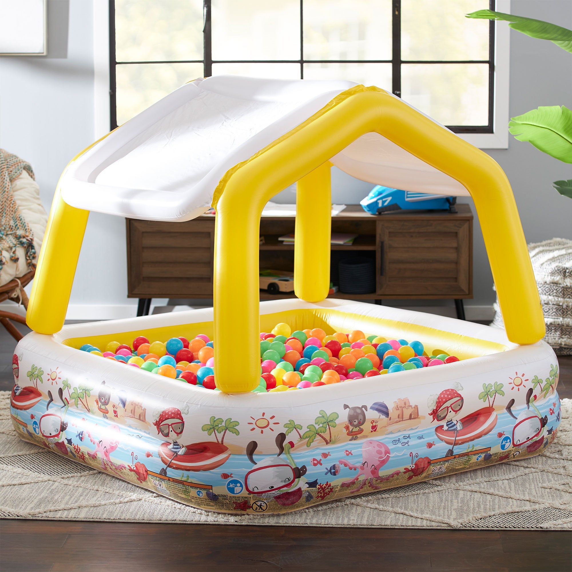 Intex 5ft x 48in Inflatable Ocean Scene Sun Shade Kids Swimming Pool With Canopy — image 9