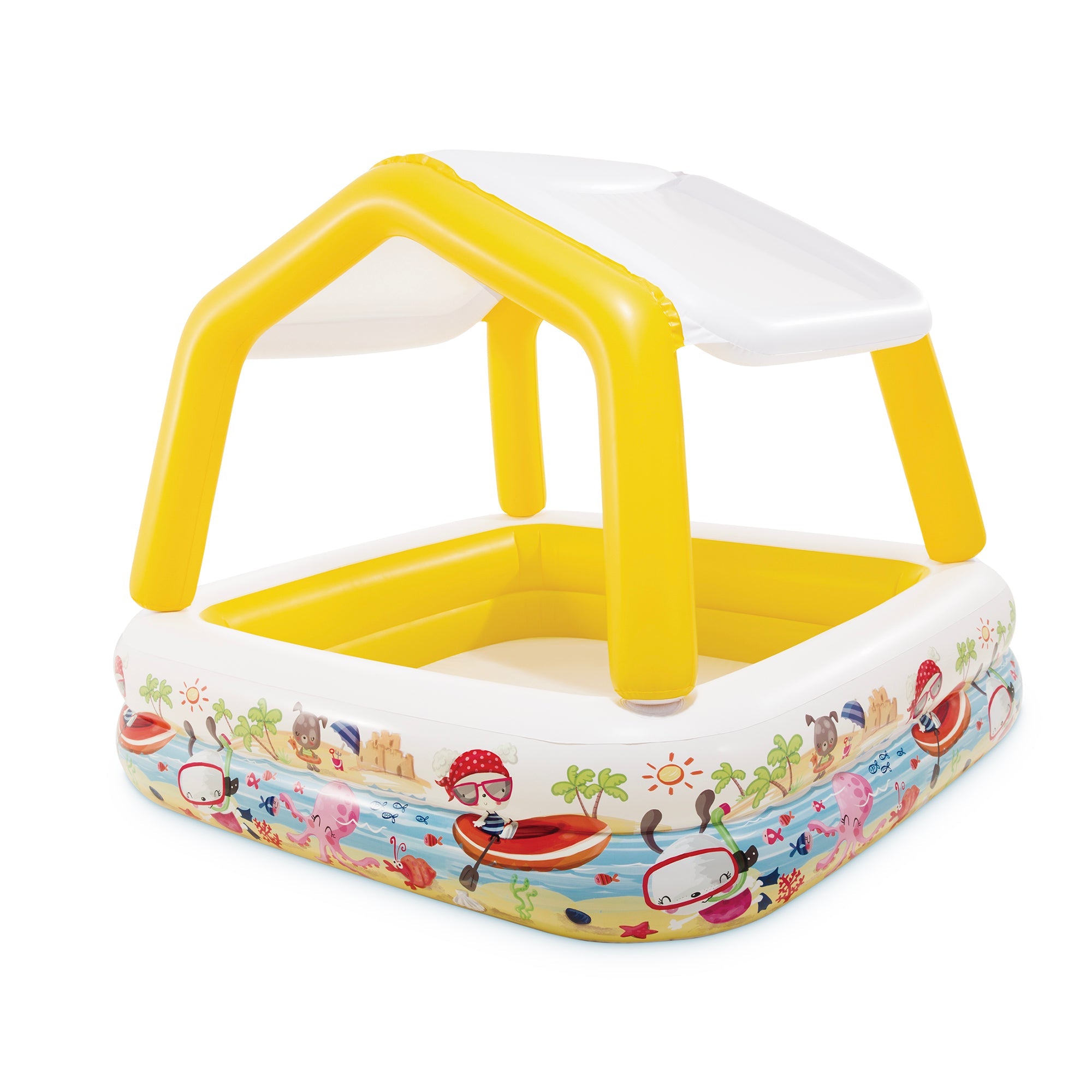 Intex 5ft x 48in Inflatable Ocean Scene Sun Shade Kids Swimming Pool With Canopy — image 1