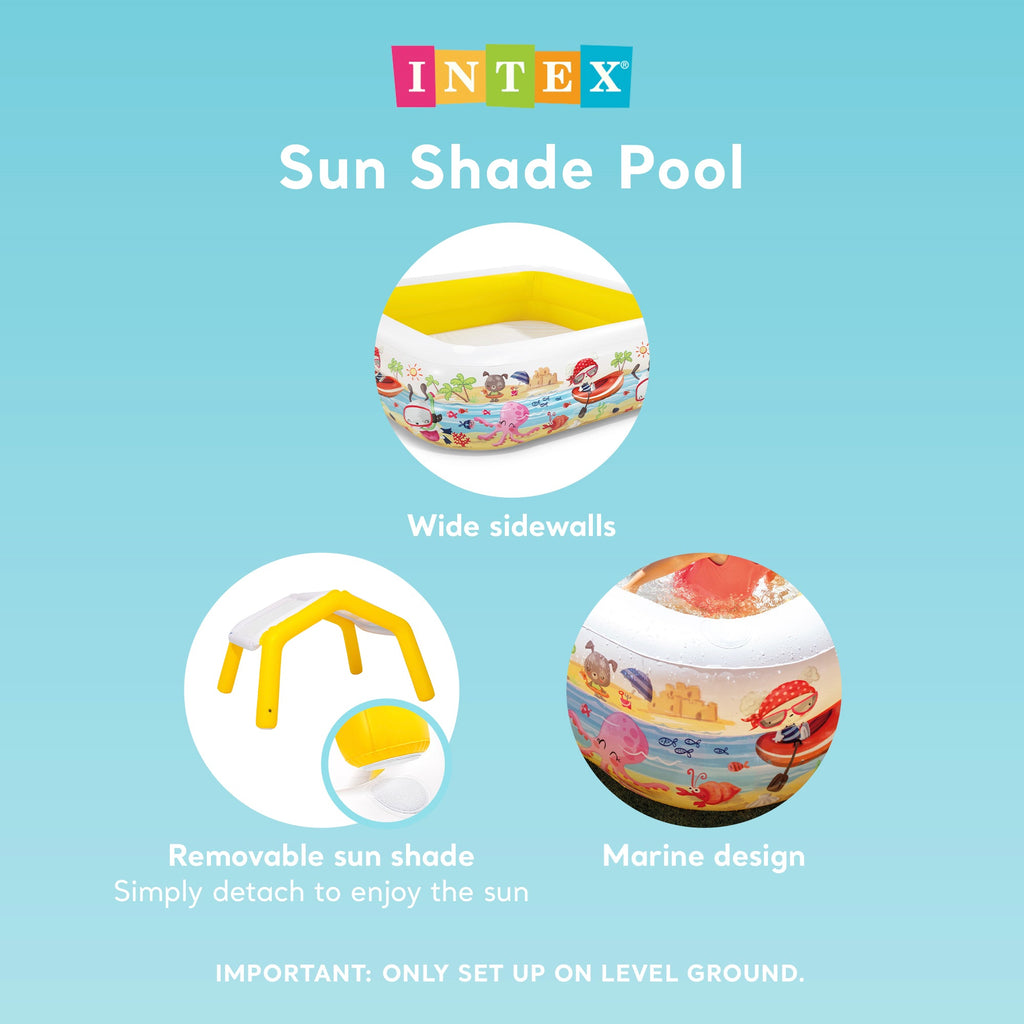 Intex 5ft x 48in Inflatable Ocean Scene Sun Shade Kids Swimming Pool With Canopy — image 3
