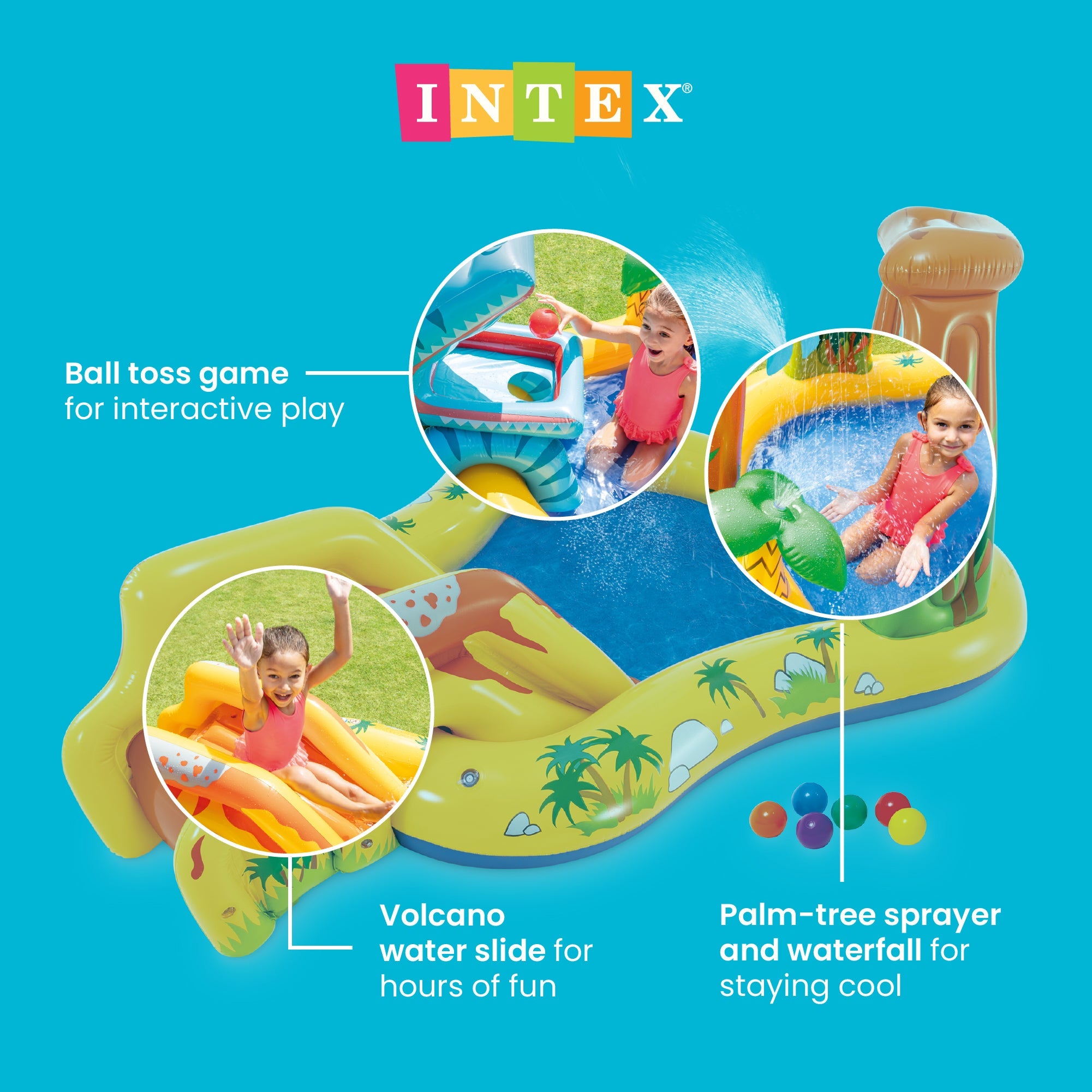 Intex Inflatable Kids Dinosaur Play Center Outdoor Water Park Pool with Slide — image 3