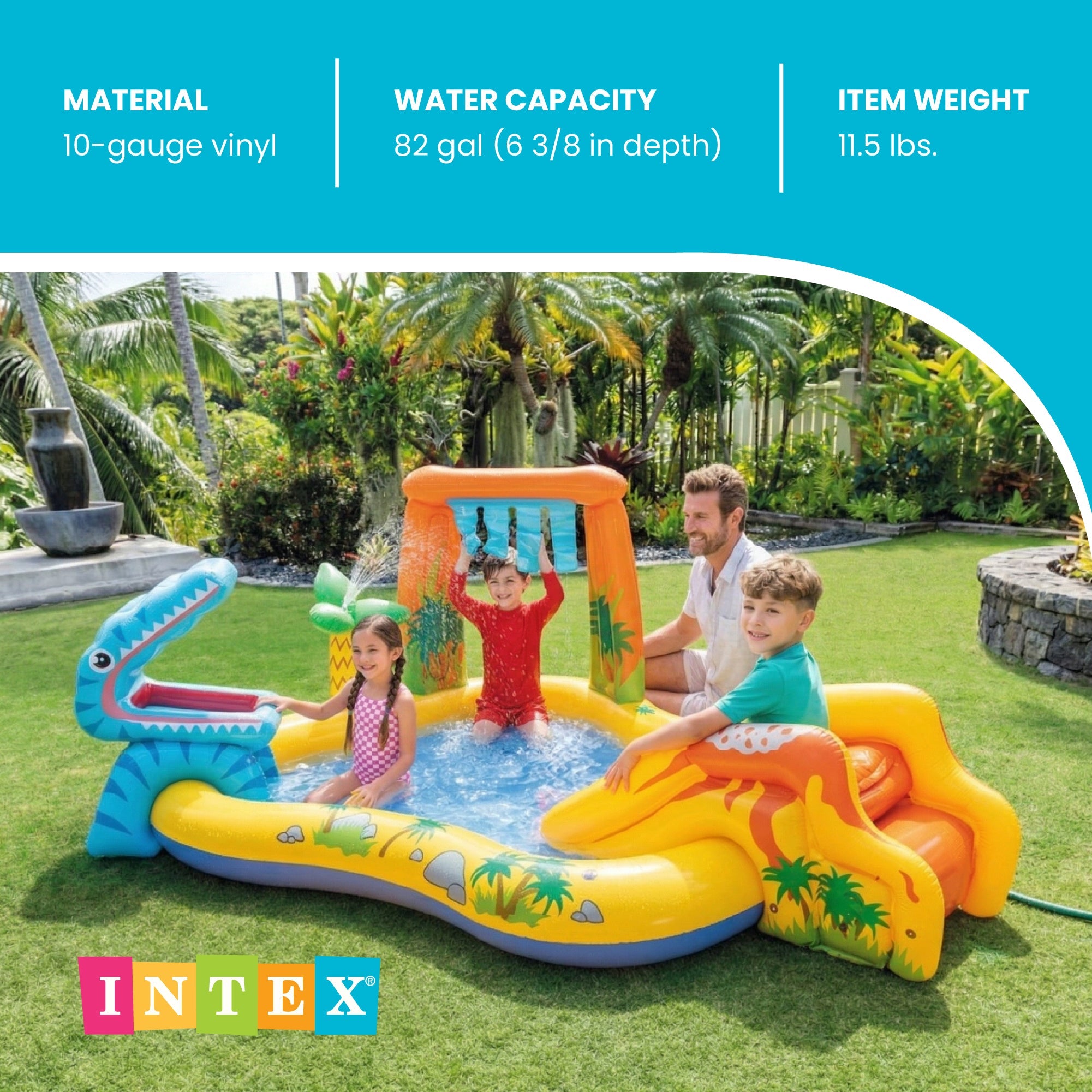 Intex Inflatable Kids Dinosaur Play Center Outdoor Water Park Pool with Slide — image 4