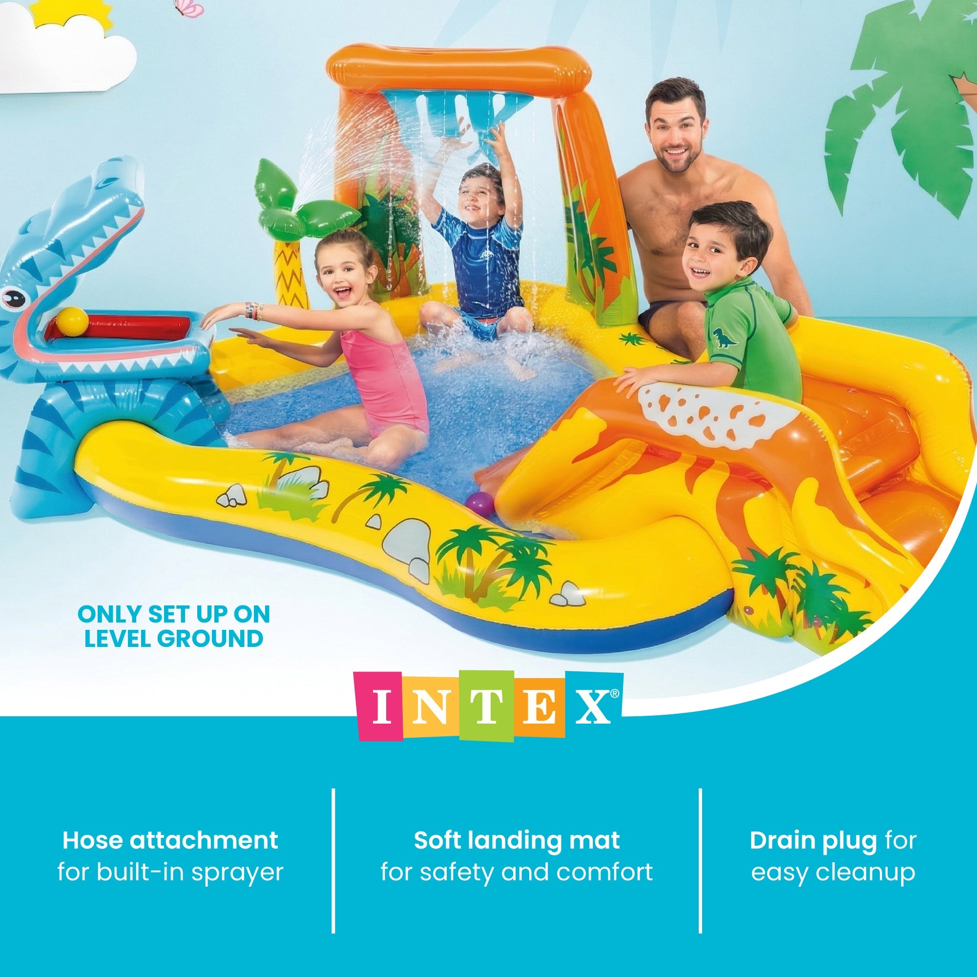Intex Inflatable Kids Dinosaur Play Center Outdoor Water Park Pool with Slide — image 5