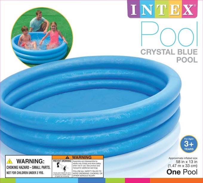INTEX Crystal Blue Kids Outdoor Inflatable 58" Swimming Pool | 58426EP — image 2