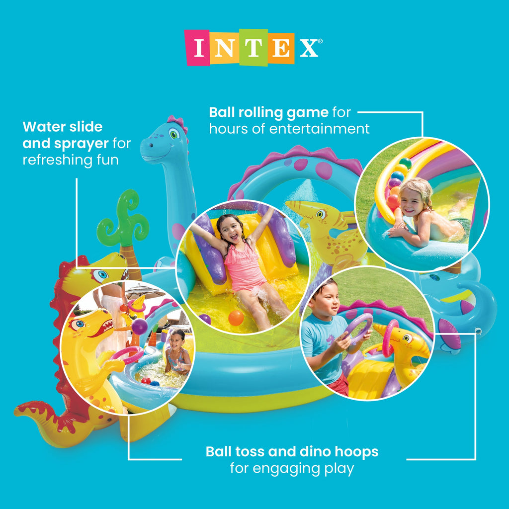 Intex 11ft x 7.5ft x 44in Dinoland Play Center Kiddie Inflatable Swimming Pool — image 3