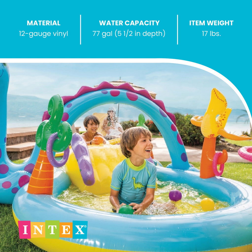 Intex 11ft x 7.5ft x 44in Dinoland Play Center Kiddie Inflatable Swimming Pool — image 4