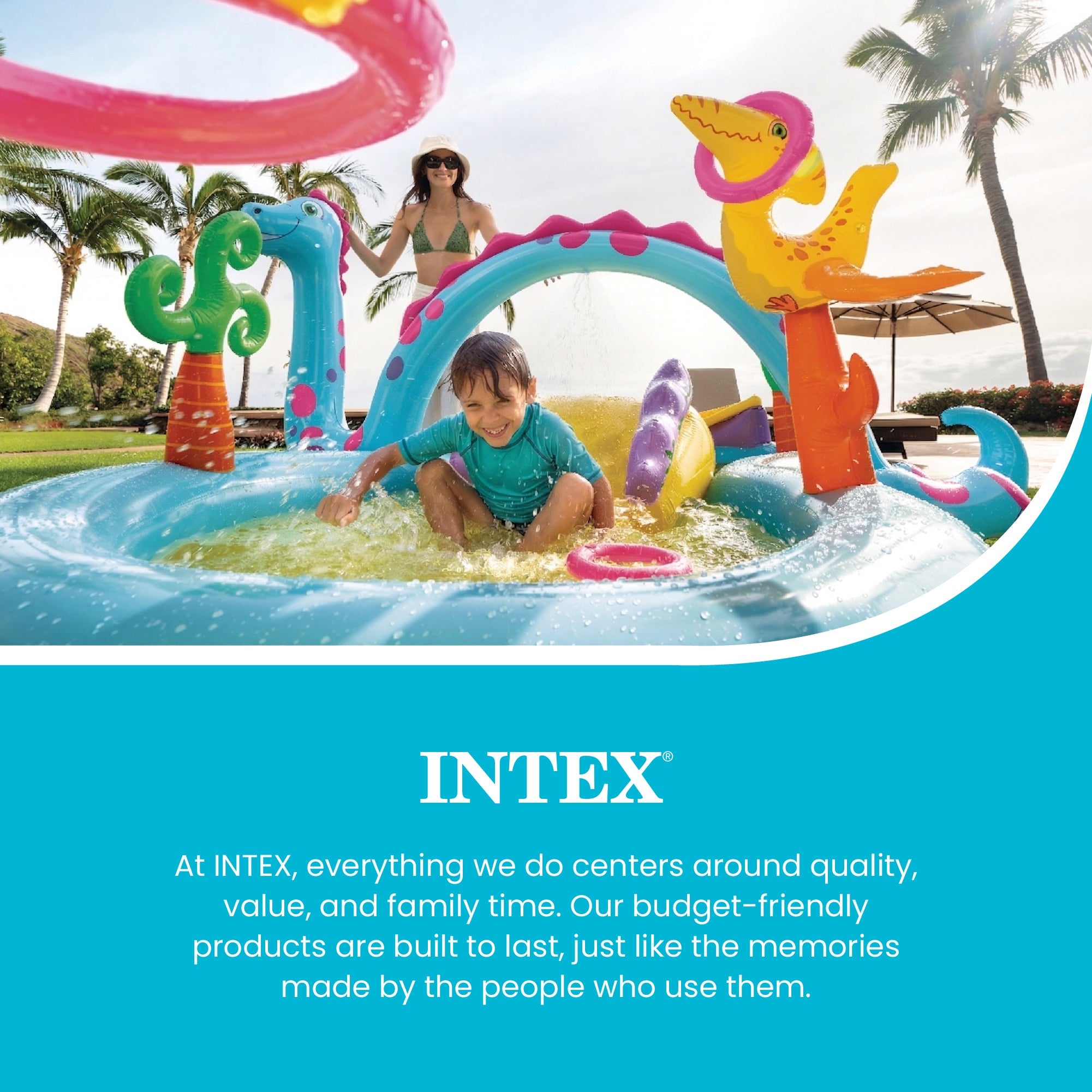 Intex 11ft x 7.5ft x 44in Dinoland Play Center Kiddie Inflatable Swimming Pool — image 6
