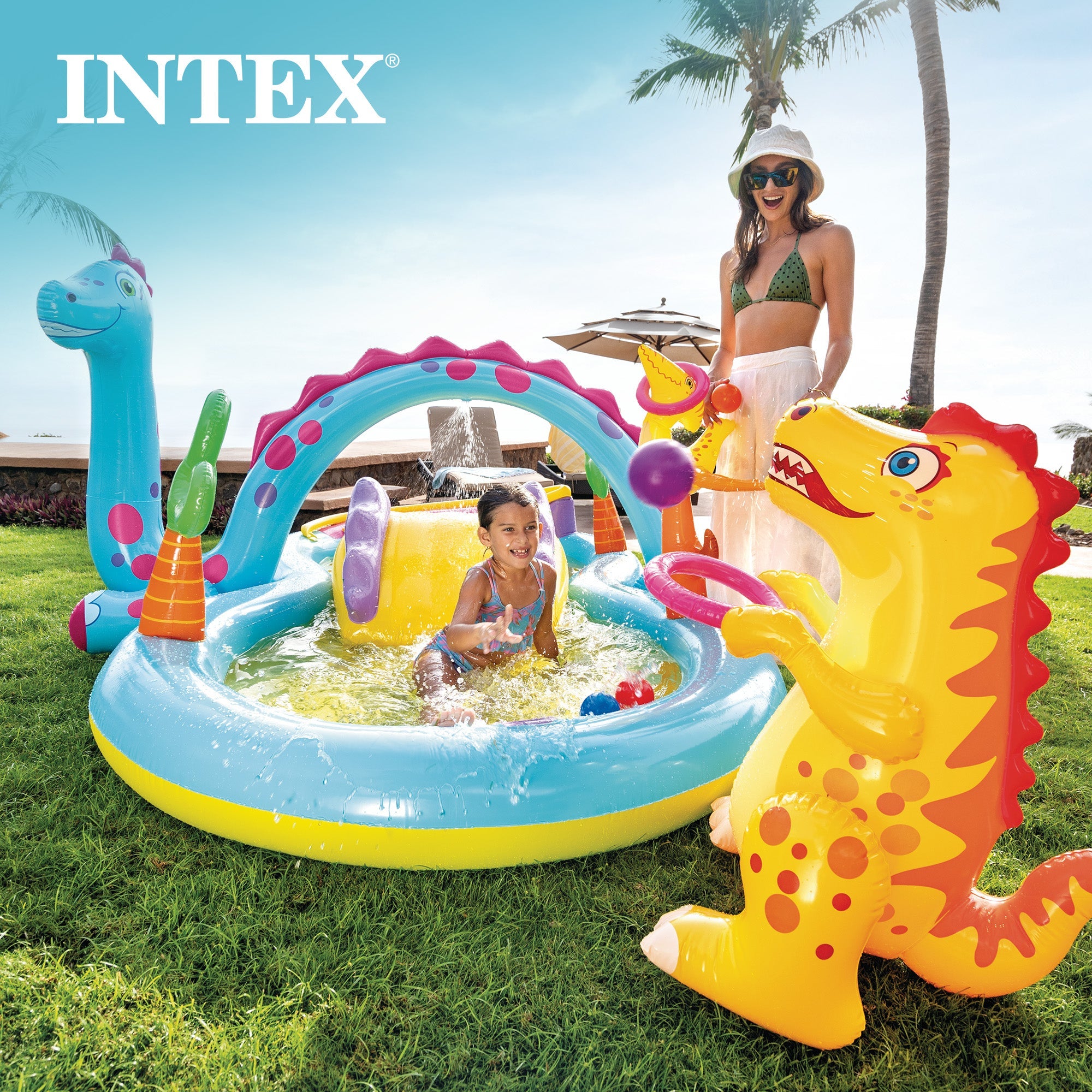 Intex Dinoland Kiddie Inflatable Pool & Inflatable Ocean Backyard Kiddie Pool — image 2