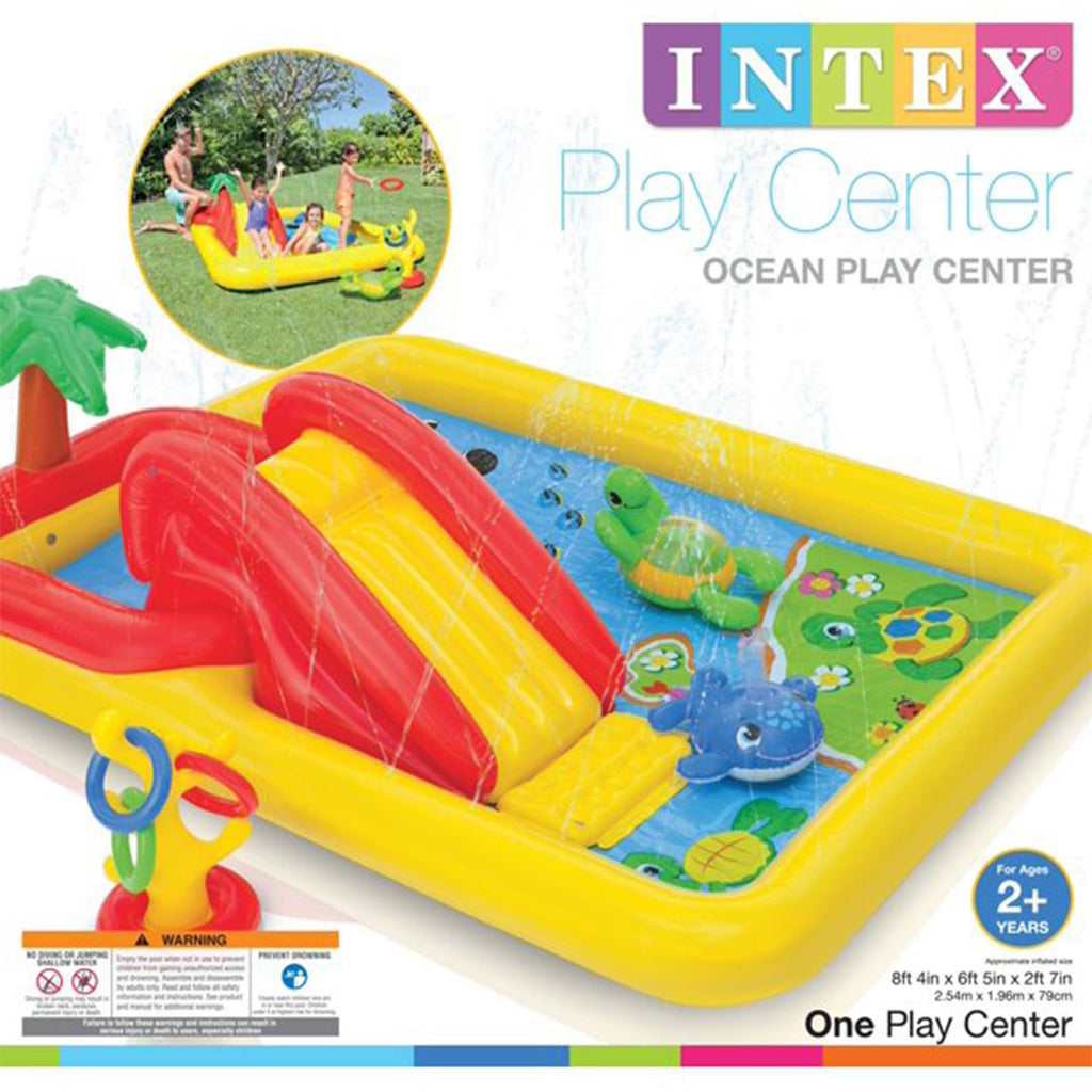 Intex 100"x77" Inflatable Ocean Play Center Backyard Toddler Kiddie Pool & Games — image 10