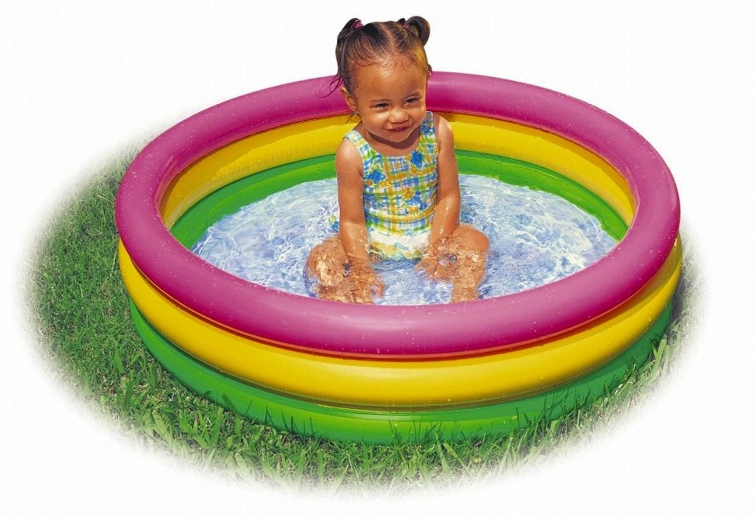 Intex 58924EP 34in x 10in Sunset Glow Soft Inflatable Baby Swimming Pool — image 2