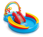 Intex 9.75ft x 6.3ft x 53in Rainbow Slide Kids Play Inflatable Pool Ring Center — image 1