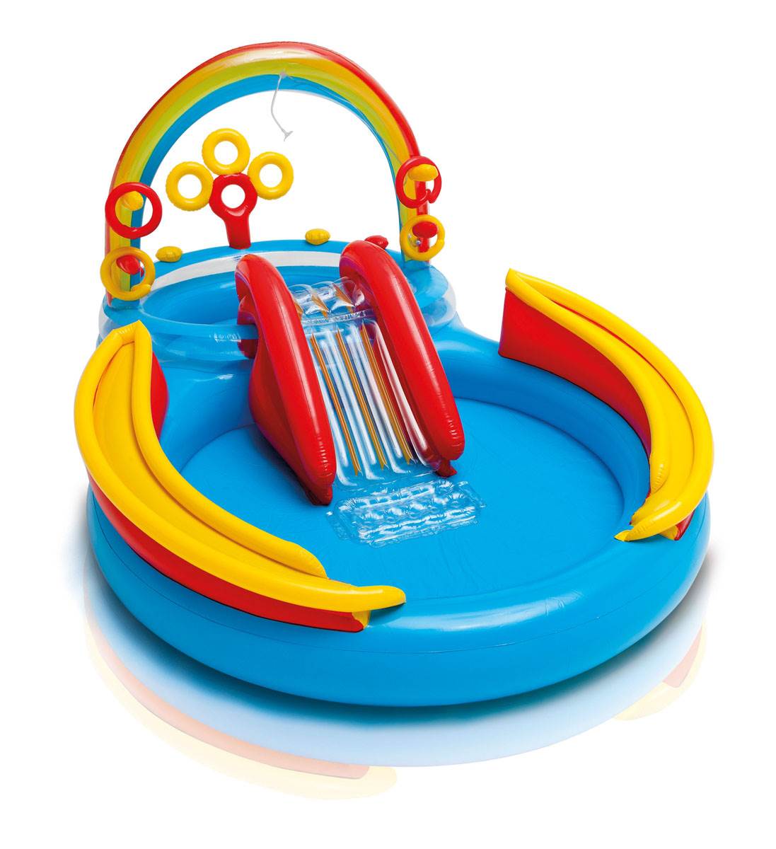 Intex 9.75ft x 6.3ft x 53in Rainbow Slide Kids Play Inflatable Pool Ring Center — image 2