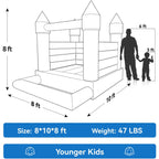 8' x 10' 100% Vinyl White Bounce House with Ball Pit and Air Blower