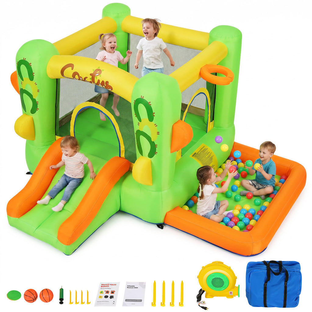 9.1' x 8.7' Inflatable Bounce House with Air Blower, Storage Bag, Stakes