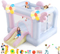 9.5' X 8.6' Inflatable Bounce House With Punching Bag, Beachball, Basketball, Macaron Balloons, Catch Ball Set