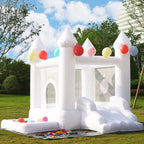 9′ × 9′ White Bounce House with Slide and Air Blower – Durable Oxford Fabric Kids Party Bouncer for Indoor & Outdoor