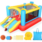 Adam 12.3'x8.8' Kids Inflatable Bounce House With Air Blower Indoor Use, Indoor Playhouse Kids With 2 Slides, Dry Use