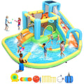 Adam 12.8'X12' Inflatable Bounce House Outdoor Water Slide For Kids 8-12 Backyard, Bouncy House With Dual Slides, Climbing Wall, Water Gun, Basketball Hoop, Ring Toss, 550W Blower Included