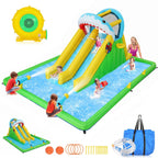 Adam 12X15FT Bounce House For Kids 3-10, Inflatable Bouncy House Water Park With Blower, 2 Racing Slides, Water Cannon, Ball Pit Pool, Wet/Dry Use, Water Castle With Water Slide For Indoor Outdoor Backyard