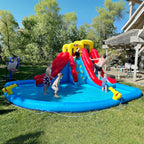 Adam 14.5' x 12.7' Bounce House,Inflatable Water Slide Bounce Castle With 520W Blower For Kids 3-12 Outdoor Backyard Fun with Giant Splash Pool, 2 Slides, Climbing, 2 Water Cannon & 2 Water Squirters