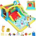Adam 15.6ft x 11ft Inflatable Water Slide 13-in-1 Outdoor Inflatable Bounce House for Kids with 550W Blower, Splash Pool, Climbing Wall, 2 Water Cannons, Water Slides, Punching Game for Gift Backyard Party (Water Bounce House)