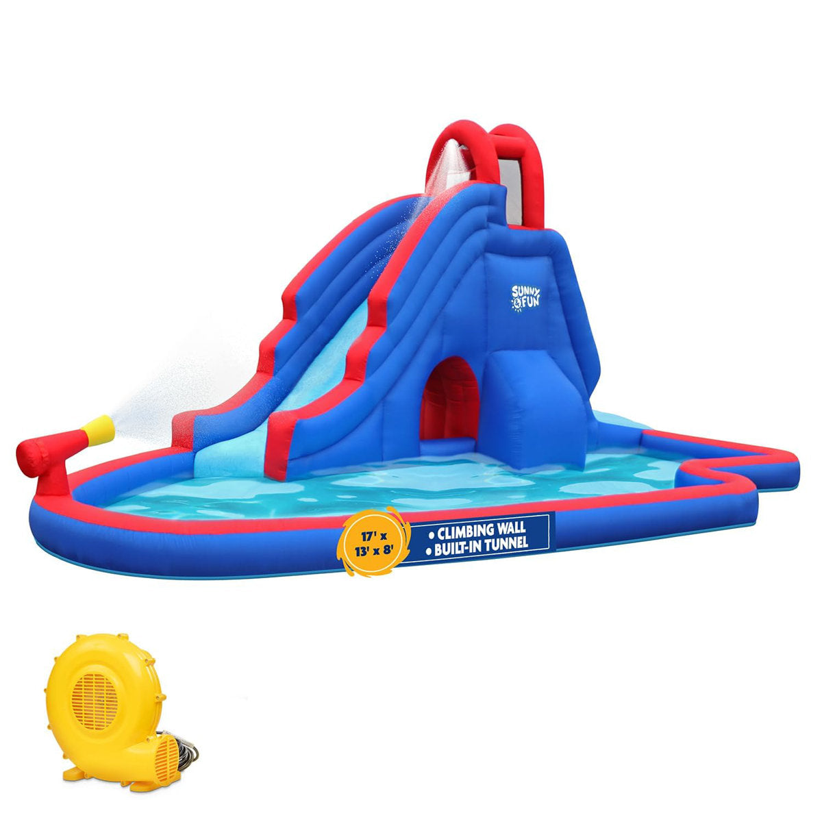Lumen 5" x 17'10" Inflatable Water Slide with Air Blower,Bounce House