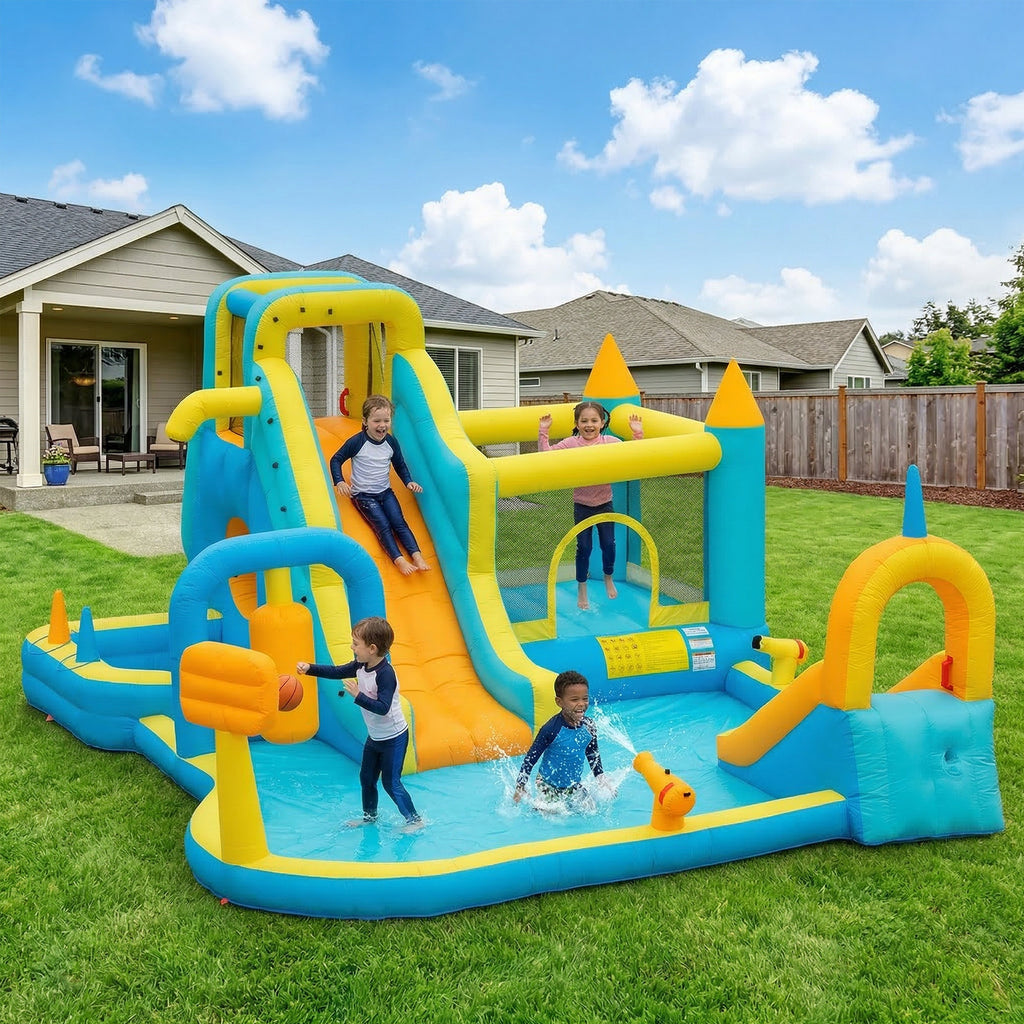 Lumen 18.9' x 12.6' Bounce House with Splash Pool and Air Blower