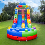 Lumen Block Party 19' Dual Lane Side Loader Water Slide With Pool, For Kids And Adults, Commercial Grade Pvc Vinyl, Outdoor Backyard Fun, Blow Up Water Park, (blower Included)