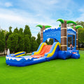 Lumen Ocean Shark Inflatable Water Slide Bounce House Combo (with Pool and Blower)
