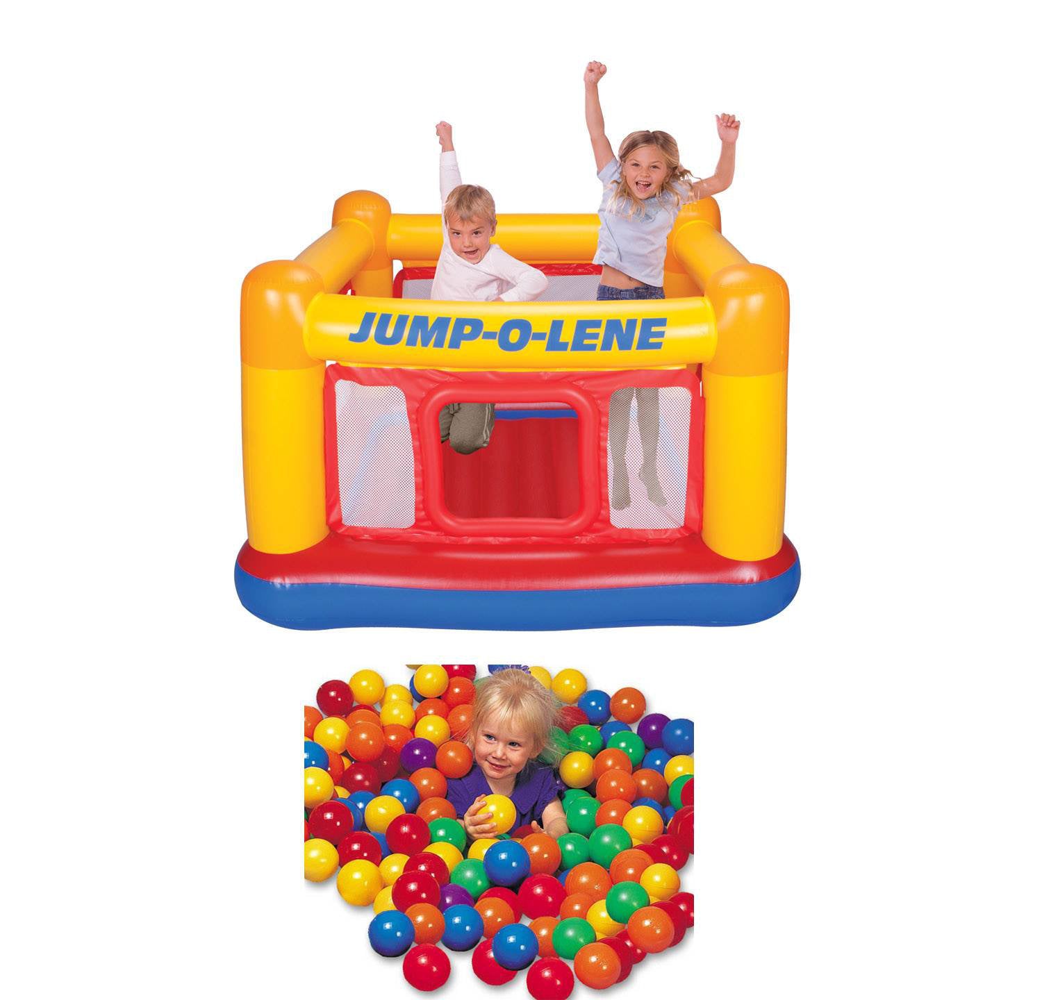 Lumen Inflatable Jump-O-Lene Ball Pit Bouncer Bounce House w/ 100 Play Balls