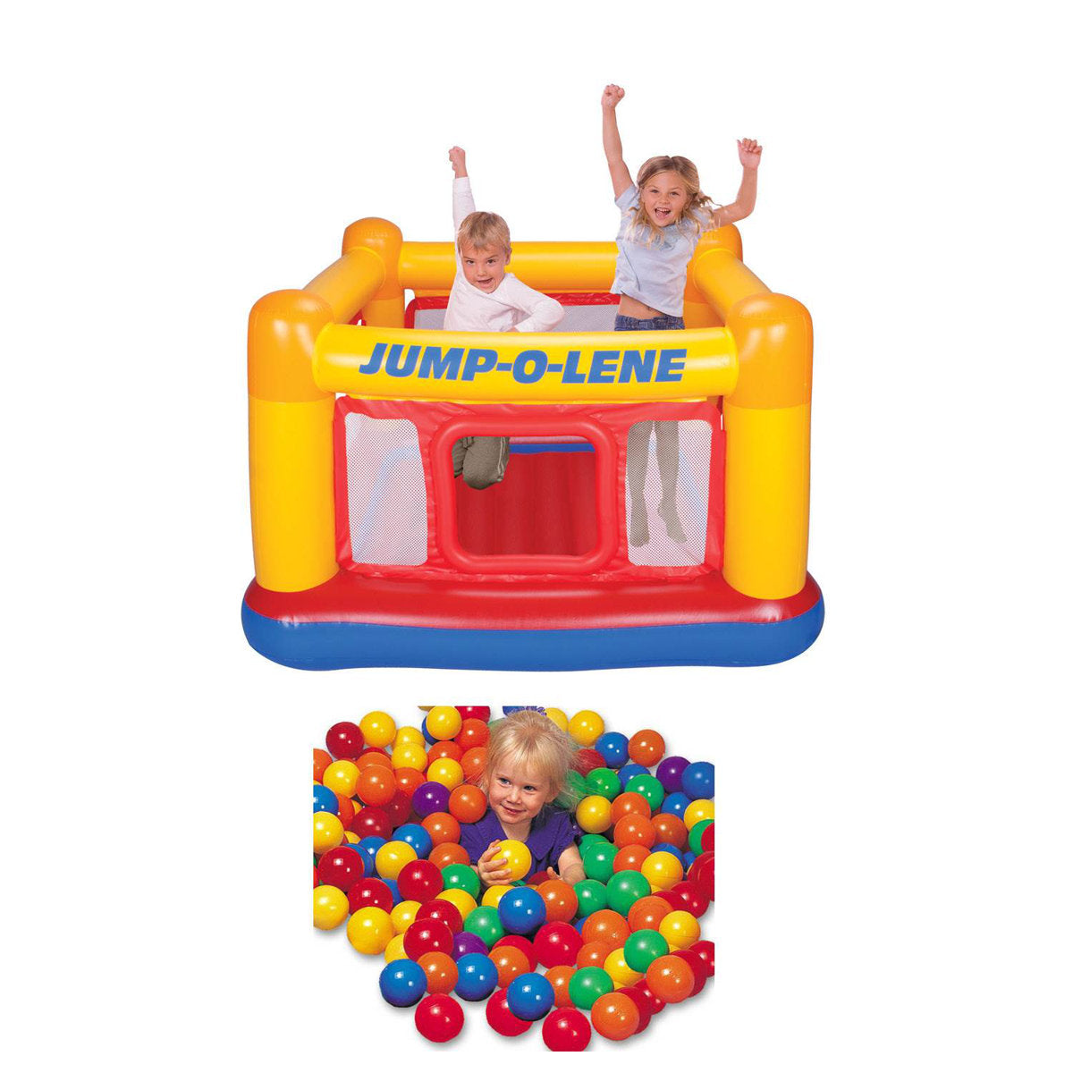 Lumen Inflatable Jump O Lene Ball Pit Outdoor Castle Bouncer w/ 100 Play Balls