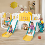 6 In 1 Double Slides Bounce House with Trampoline and Water Pool