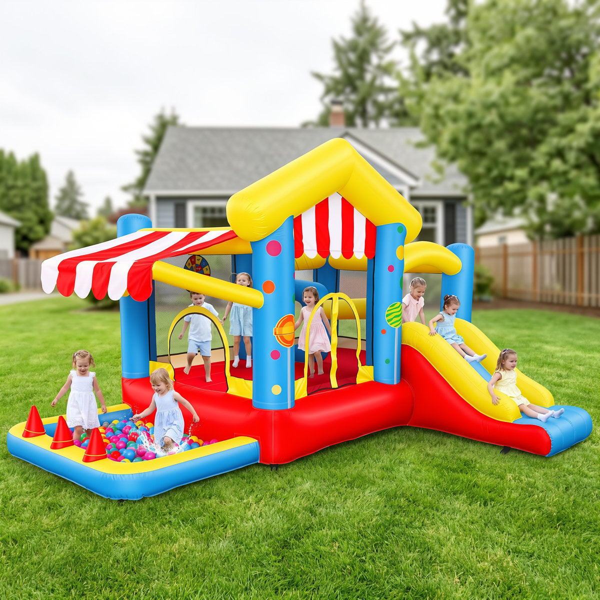 Store Theme Inflatable Bounce House With Slide And Blower