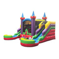 Lumen 16'x15'x12' Crossover Rainbow Castle Inflatable Bounce House with Dual Slide & Pool, Includes Blower