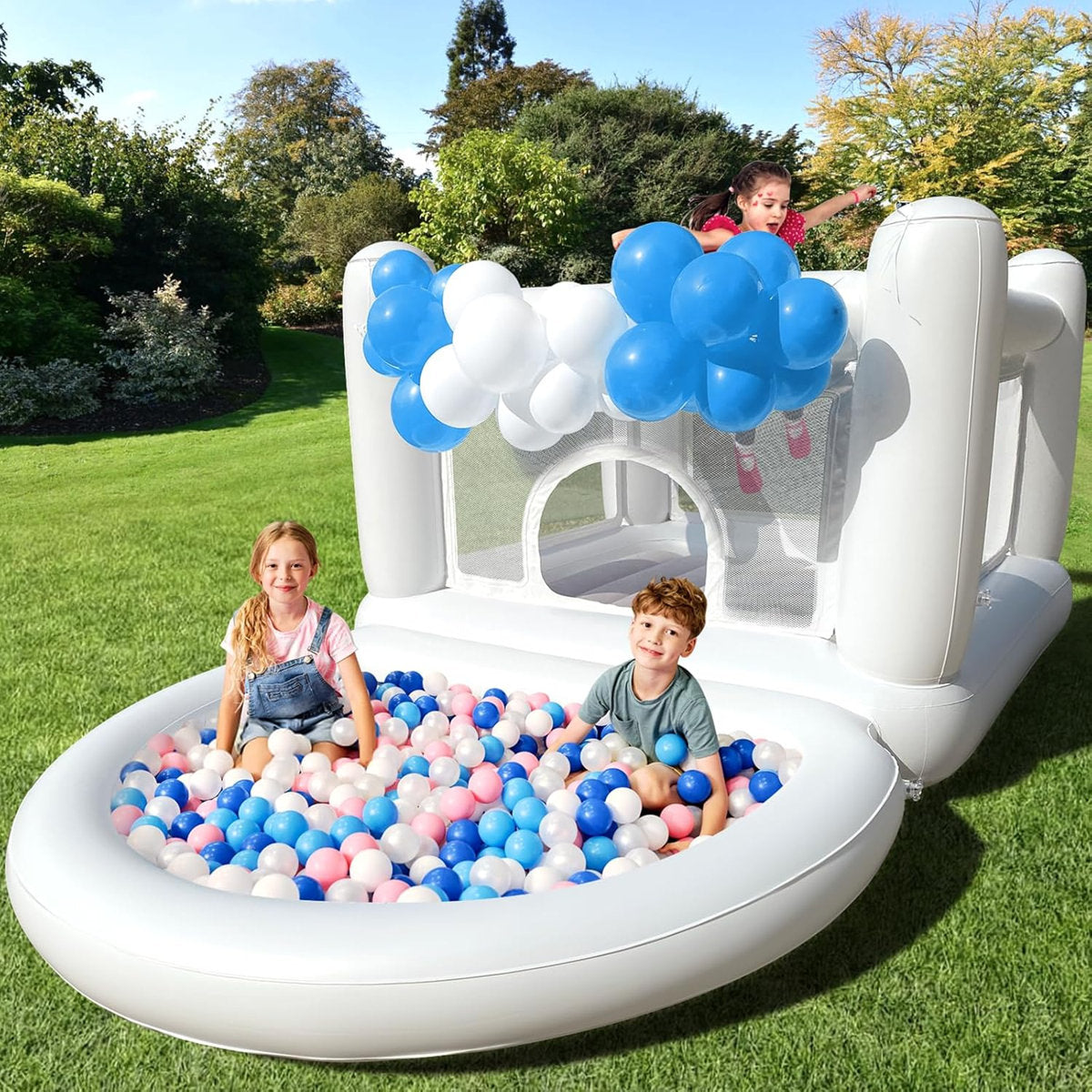 Lumen Inflatable Jump-O-Lene Ball Pit Bouncer Bounce House w/ 100 Play Balls