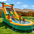 Lumen 21ft Commercial Inflatable Water Slides For Kids Adults, 100% Pvc Big Backyard Waterslide Splash Water Pool, Tropical Outdoor Slide Park With Blower
