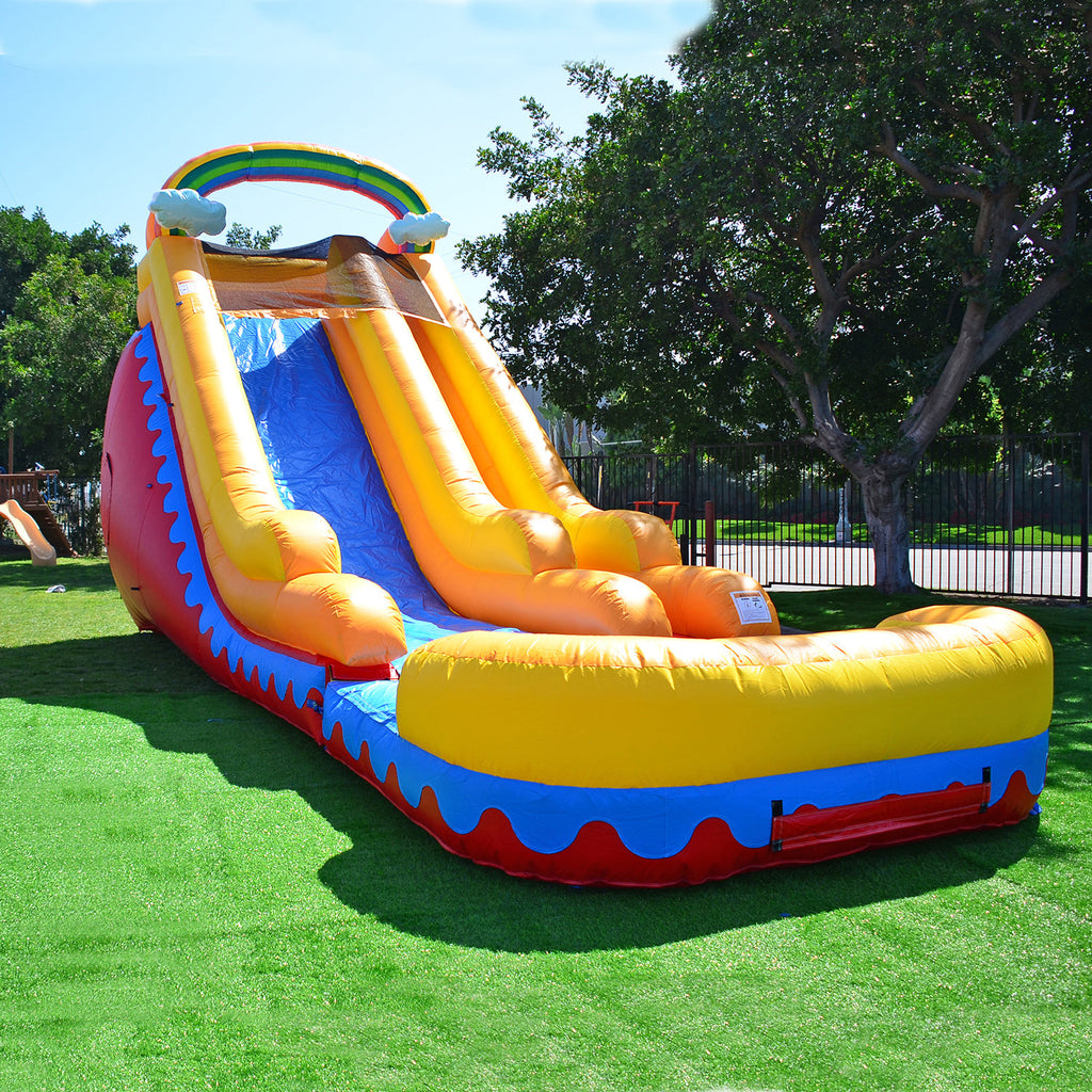 Rainbow 11' x 36' Bounce House with Water Slide and Air Blower