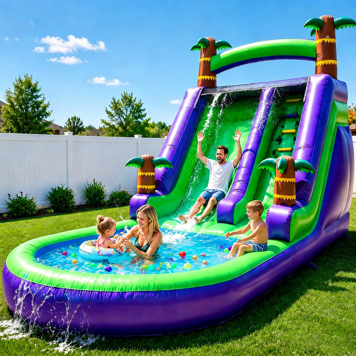 14' H x 27' L Inflatable Water Slide with Air Blower
