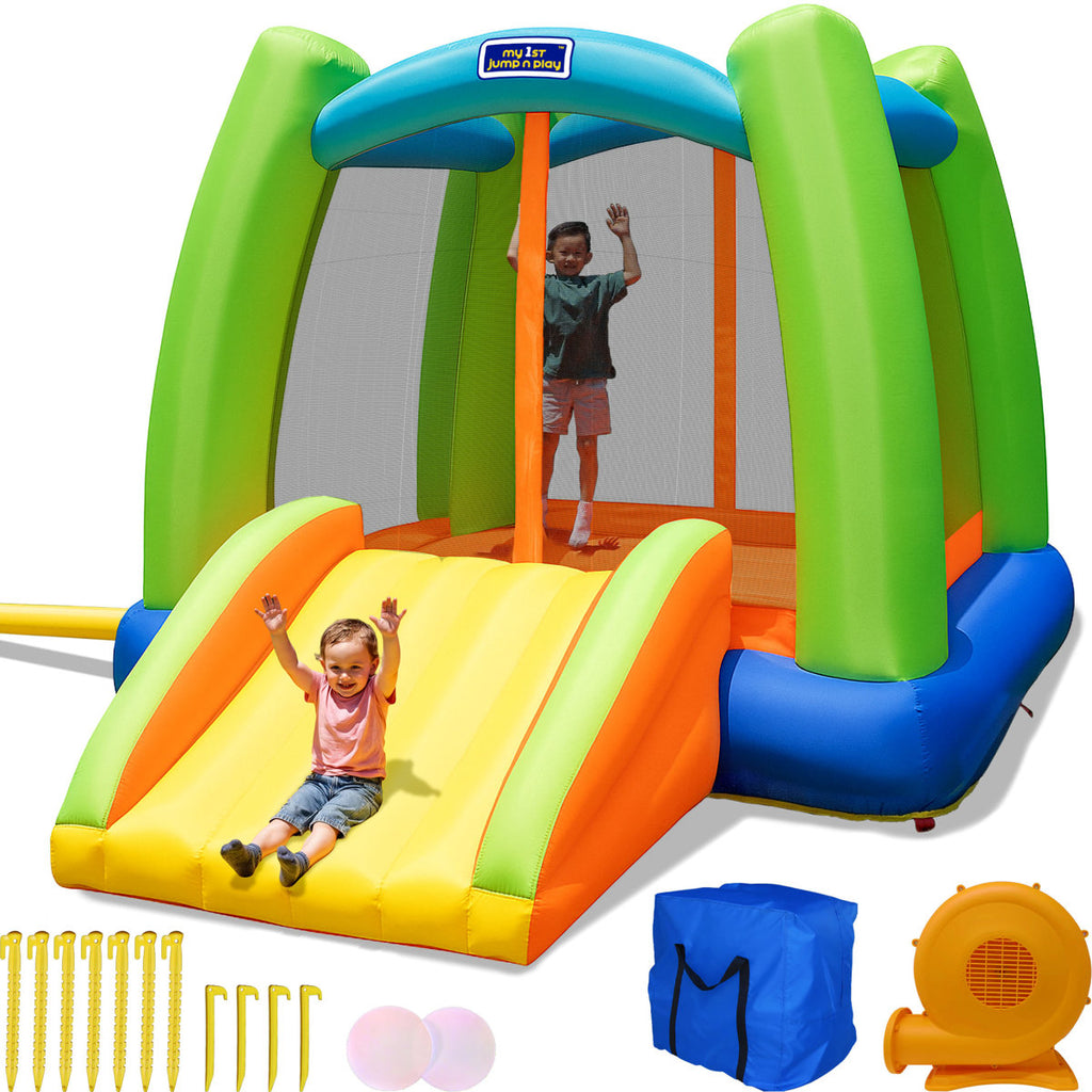 Lumen Inflatable Bounce House with Slide and Blower – Kids Outdoor Jumping Castle for Backyard Birthday Party Games