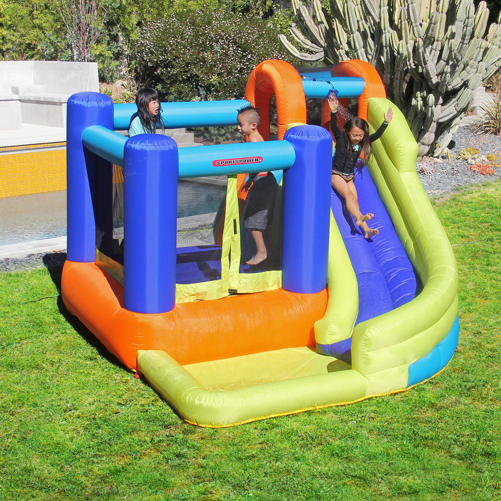 Lumen My 1st Jump N Slide Inflatable Water Slide for Kids with Bounce House, Climbing Wall & Splash Pool, 11.8' L x 13.8' W x 7.9' H (Blower Included)