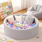 Lumen Kids Foam Ball Pit for Toddlers with 100 Balls Large Gray Baby Ball Pit with Soft Memory Sponge Indoor Outdoor Toys (Gray)