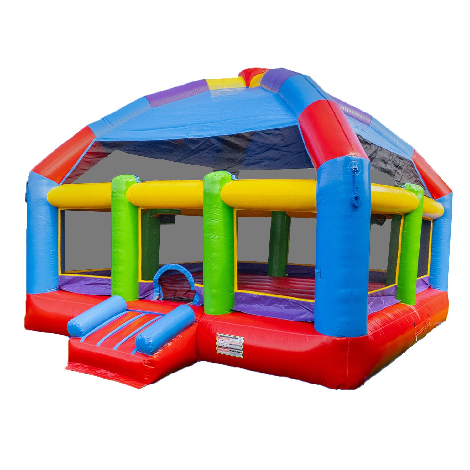 Lumen 20’x20’ Commercial Grand Party Dome Inflatable Bounce House- 16ft Tall Heavy Duty 15oz PVC Vinyl with Basketball Hoop and Blower- Indoor & Outdoor Rental Grade Jump House for Kids and Adults