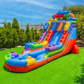 Lumen Block Party 19' Dual Lane Side Loader Water Slide With Pool, For Kids And Adults, Commercial Grade Pvc Vinyl, Outdoor Backyard Fun, Blow Up Water Park, (blower Included)