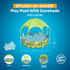 H2OGO! Kids Splash-in-Shade Round Above Ground Pool with Canopy Sunshade, Green — image 2