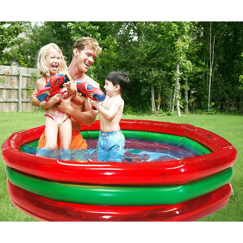 Hoovy 59 Inch 53 Gallon 3 Ring Watermelon Inflatable Kiddie Swimming Pool Set — image 5